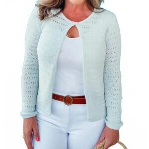 NEW SUNDAY EDITION iris long sleeve button down cardigan in light blue